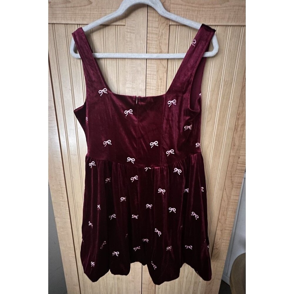 Altar'd State Burgundy Trinity Velvet Bubble Dress Size XL Burgundy valentines - Picture 4 of 8